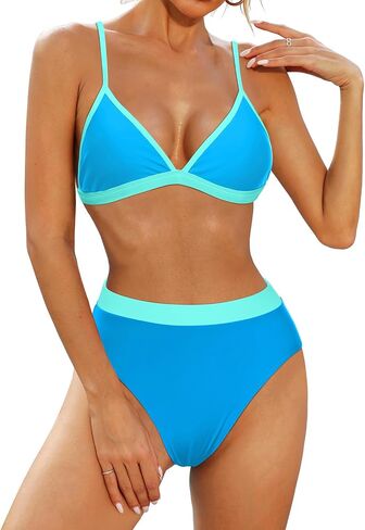 Aqua Eve Triangle High Waisted Bikini Set for Women Sexy High Cut Swimsuits Two Piece Bathing Suits in Saudi Arabia