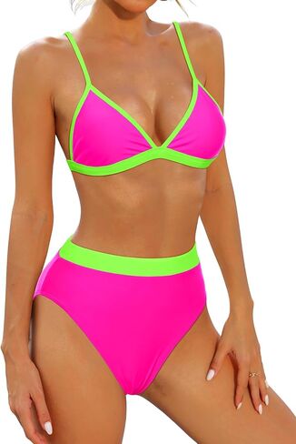 Aqua Eve Triangle High Waisted Bikini Set for Women Sexy High Cut Swimsuits Two Piece Bathing Suits in Saudi Arabia