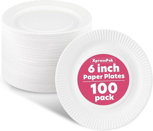 Small Paper Plates - [100-Pack] - (6-Inch Round) - Lightweight Uncoated 6 Inch Disposable Paper Plates - For Crafts, Events, Projects, Dry Foods & General Use in Saudi Arabia