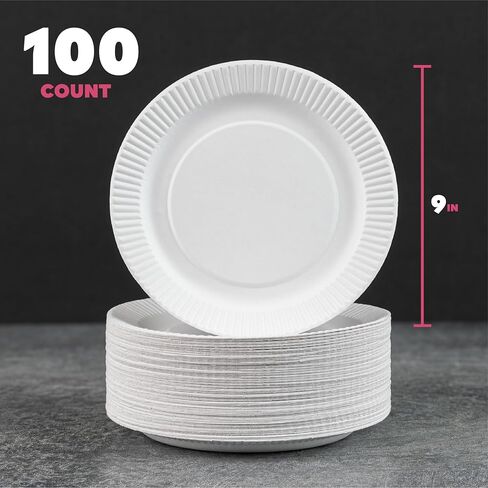 Small Paper Plates - [100-Pack] - (6-Inch Round) - Lightweight Uncoated 6 Inch Disposable Paper Plates - For Crafts, Events, Projects, Dry Foods & General Use in Saudi Arabia
