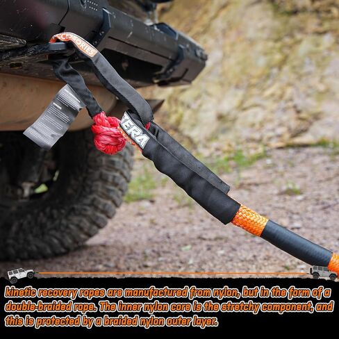 حبل سحب للانتعاش الحركي مقاس 1 بوصة × 30 قدمًا، مع 2 أغلال ناعمة UHMWPE، حزام خطف للطرق الوعرة شديد التحمل، مجموعة استعادة السيارة البرتقالية لسيارة جيب شاحنة ATV UTV SUV in Kuwait