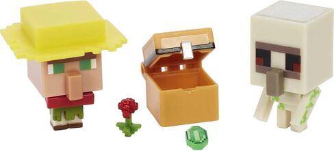 Minecraft Mob Head Minis Villager Guarding Iron Golem Pack with 2 Action Figures & Accessories, Incudes Authentic Pixelated Video-Game Characters Steve & Spider, Age 6 Years & Older in Saudi Arabia