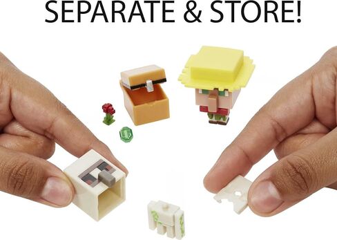 Minecraft Mob Head Minis Villager Guarding Iron Golem Pack with 2 Action Figures & Accessories, Incudes Authentic Pixelated Video-Game Characters Steve & Spider, Age 6 Years & Older in Saudi Arabia