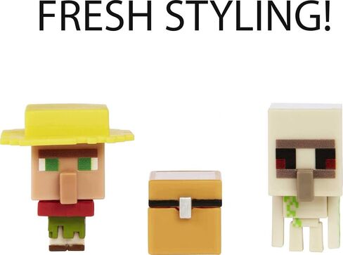 Minecraft Mob Head Minis Villager Guarding Iron Golem Pack with 2 Action Figures & Accessories, Incudes Authentic Pixelated Video-Game Characters Steve & Spider, Age 6 Years & Older in Saudi Arabia