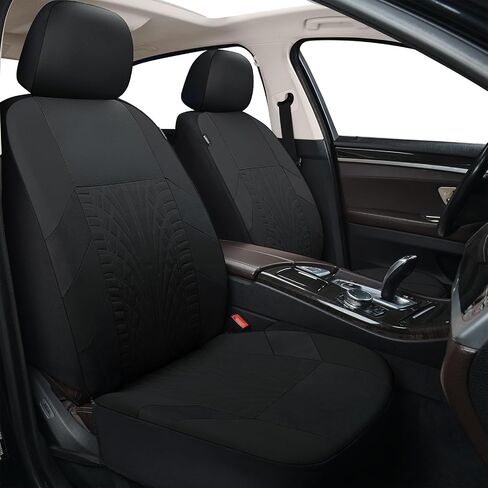 AKAUTO Car Seat Covers Front Pair with Seat Belt Pads and Steering Wheel Cover, Premium Automotive Interior Covers, Seat Covers with Removable Headrest, Universal Fit for Most Cars, Sedan, Truck, SUV in Saudi Arabia
