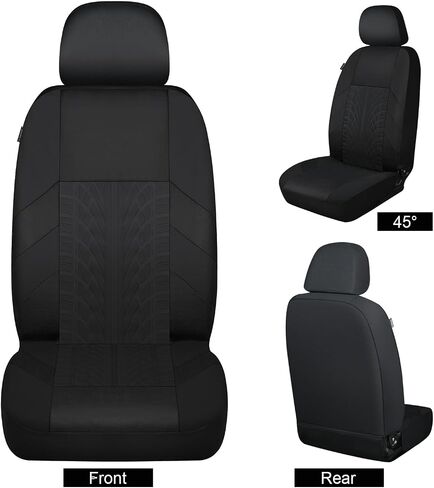 AKAUTO Car Seat Covers Front Pair with Seat Belt Pads and Steering Wheel Cover, Premium Automotive Interior Covers, Seat Covers with Removable Headrest, Universal Fit for Most Cars, Sedan, Truck, SUV in Saudi Arabia