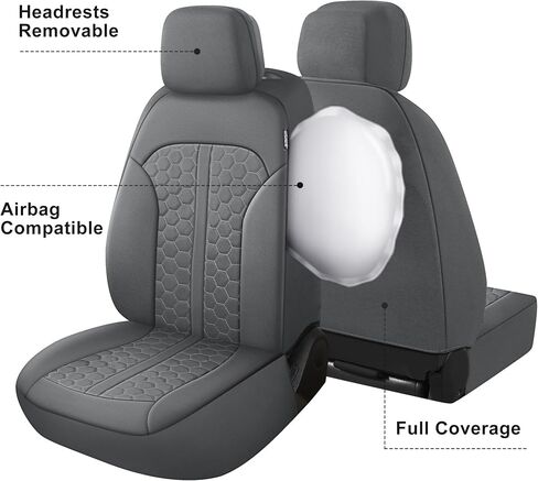 YGL Luxury Leather Car Seat Covers Full Set, Anti-Stain Interior Protector.Waterproof Auto Seat Covers for Cars,Trucks,Van,SUV,Pickup,Airbag Compatible (Beige) in Saudi Arabia