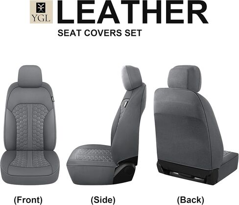 YGL Luxury Leather Car Seat Covers Full Set, Anti-Stain Interior Protector.Waterproof Auto Seat Covers for Cars,Trucks,Van,SUV,Pickup,Airbag Compatible (Beige) in Saudi Arabia