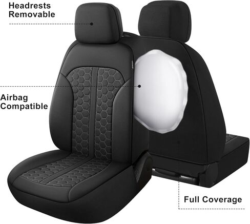 YGL Luxury Leather Car Seat Covers Full Set, Anti-Stain Interior Protector.Waterproof Auto Seat Covers for Cars,Trucks,Van,SUV,Pickup,Airbag Compatible (Beige) in Saudi Arabia