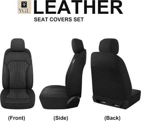 YGL Luxury Leather Car Seat Covers Full Set, Anti-Stain Interior Protector.Waterproof Auto Seat Covers for Cars,Trucks,Van,SUV,Pickup,Airbag Compatible (Beige) in Saudi Arabia