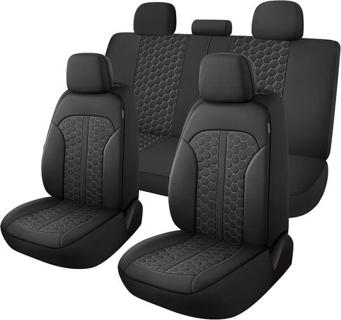 YGL Luxury Leather Car Seat Covers Full Set, Anti-Stain Interior Protector.Waterproof Auto Seat Covers for Cars,Trucks,Van,SUV,Pickup,Airbag Compatible (Beige) in Saudi Arabia