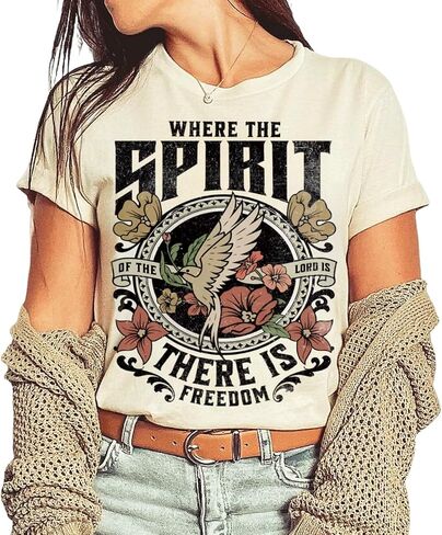 Christian Shirts for Women Vintage Bible Verse Boho Floral Graphic Tees Christian Gifts for Her in Saudi Arabia