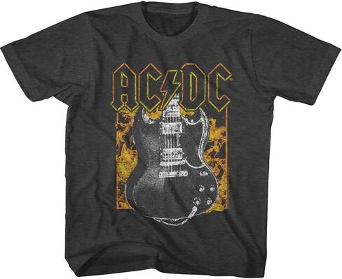 ACDC تي شيرت شعار النار والغيتار الدخان الشباب قصيرة الأكمام تي شيرت كلاسيكي روك خمر نمط الجرافيك تيز in Kuwait