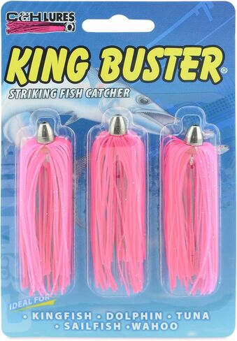 C&H, King Buster Lure, Pink/Pink Silver Fleck Skirt, 1/8 oz / 3.5 g Head, 2.5 in / 6.35 cm, 3 pc in Saudi Arabia