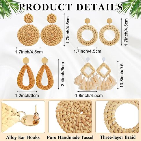 8 Pieces Women Bohemian Straw Purses Bags Crossbody Clutch Purses Summer Rattan Earrings Lightweight Boho Straw Knotted Hair Bands and Disk Circle Pendant Necklace Set in Saudi Arabia