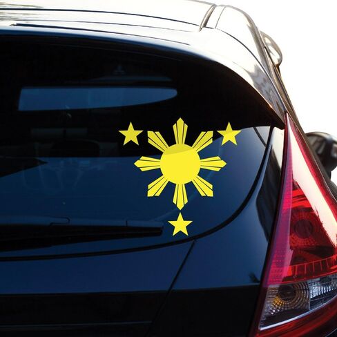 Yoonek Graphics Philippines Flag 1 Sun and 3 Stars Logo. Filipino Decal/Sticker for Car Window, Laptop, Motorcycle, Walls, Mirror and More. SKU: 574 (4" Height, Blue) in Saudi Arabia