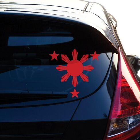 Yoonek Graphics Philippines Flag 1 Sun and 3 Stars Logo. Filipino Decal/Sticker for Car Window, Laptop, Motorcycle, Walls, Mirror and More. SKU: 574 (4" Height, Blue) in Saudi Arabia