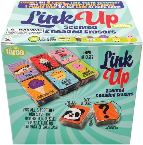 Raymond Geddes Link Up Scented Kneaded Erasers (Series One - 36 Pieces) - 6 Moldable Eraser Designs with Snap Case - Fun Puzzle Kids Erasers in Saudi Arabia