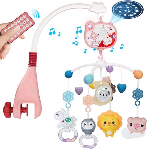 Baby Mobile for Crib, Crib Mobile with Music and Lights for Girls or Boys, Crib Toys Hanging, Nursery Mobiles, Bassinet Mobile Clip On, Tiny Love Mobile, Crib Bumper Toys Accessories in Saudi Arabia