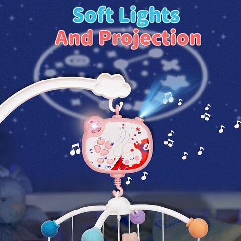 Baby Mobile for Crib, Crib Mobile with Music and Lights for Girls or Boys, Crib Toys Hanging, Nursery Mobiles, Bassinet Mobile Clip On, Tiny Love Mobile, Crib Bumper Toys Accessories in Saudi Arabia