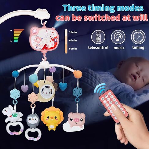 Baby Mobile for Crib, Crib Mobile with Music and Lights for Girls or Boys, Crib Toys Hanging, Nursery Mobiles, Bassinet Mobile Clip On, Tiny Love Mobile, Crib Bumper Toys Accessories in Saudi Arabia