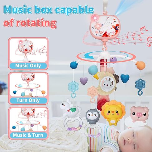 Baby Mobile for Crib, Crib Mobile with Music and Lights for Girls or Boys, Crib Toys Hanging, Nursery Mobiles, Bassinet Mobile Clip On, Tiny Love Mobile, Crib Bumper Toys Accessories in Saudi Arabia