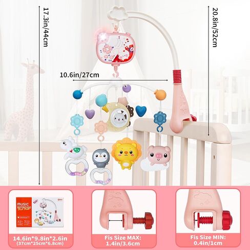 Baby Mobile for Crib, Crib Mobile with Music and Lights for Girls or Boys, Crib Toys Hanging, Nursery Mobiles, Bassinet Mobile Clip On, Tiny Love Mobile, Crib Bumper Toys Accessories in Saudi Arabia