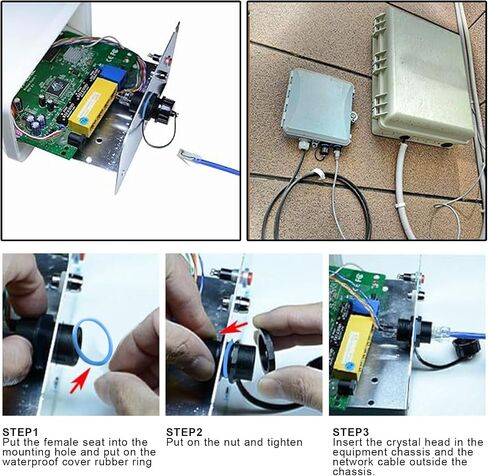 RJ45 CAT6 لوحة تركيب محمية موصل مقاوم للماء Cat5/5e/6 أنثى إلى أنثى 8P8C إيثرنت LAN كابل مقرنة محول رأس مزدوج مع غطاء مقاوم للماء/الغبار 12 قطعة in Kuwait