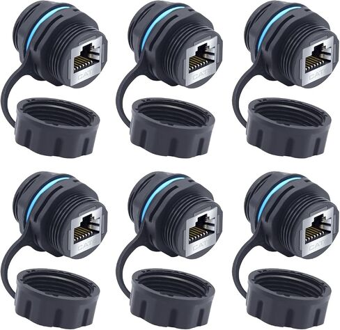RJ45 CAT6 لوحة تركيب محمية موصل مقاوم للماء Cat5/5e/6 أنثى إلى أنثى 8P8C إيثرنت LAN كابل مقرنة محول رأس مزدوج مع غطاء مقاوم للماء/الغبار 12 قطعة in Kuwait