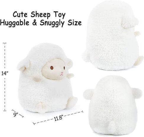 Adorable 14" Sheep Stuffed Animals, Soft Lamb Stuffed Animals, Fluffy Lamb Plush Toy Pillow Cushion for Kids Babies Birthday Easter Bedtime Gift, 14 inches, White in Saudi Arabia