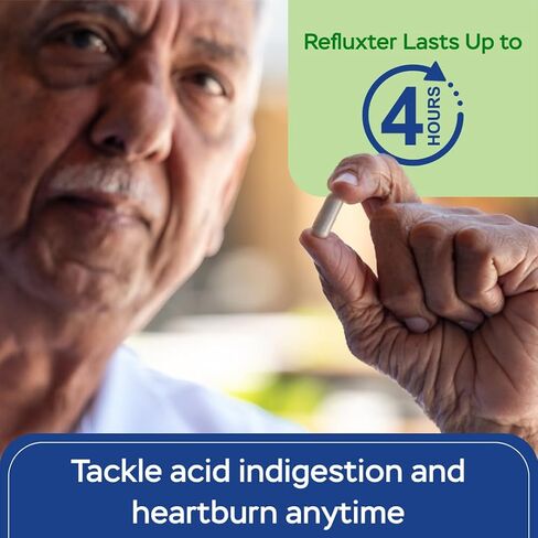 REFLUXTER Natural Acid Reflux Sodium Alginate Supplement - Esophageal Rescue Support for Indigestion, Lpr, Heartburn, Gerd Relief - 60 Capsules. Made in USA in Saudi Arabia
