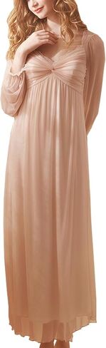 Womens' Long sheer Vintage Nightgown Victorian Princess Nightdress Lace Sleepwear Lounger Chemises Pajamas in Saudi Arabia