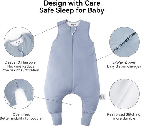 BubblePanda Rayon Made from Bamboo Toddler Sleep Sack with Feet 6-12 Months 0.5 Tog Ultra Soft Toddler Sleeping Sack Baby Sleep Bag Walker Wearable Blanket with Legs 2-Way Zipper Lightweight in Saudi Arabia