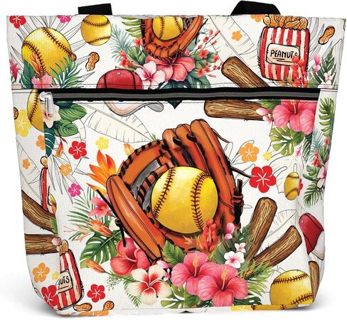 Waterproof Tote Bag with Pockets and Zipper for Work. Aesthetic Shoulder Bag for Women. Gift for Softball Player. in Saudi Arabia