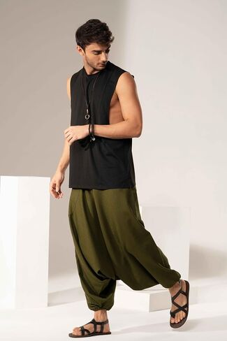 Hippie Music Festival Outfits for Men, Loose Baggy Yoga Harem Pants, Rave Party Dance Pants in Saudi Arabia