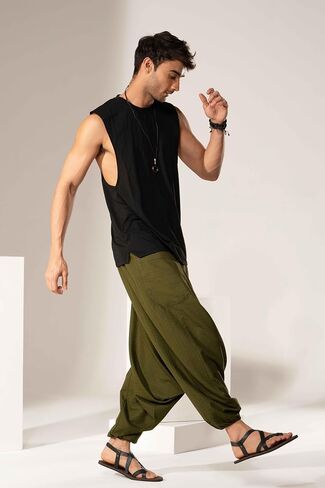 Hippie Music Festival Outfits for Men, Loose Baggy Yoga Harem Pants, Rave Party Dance Pants in Saudi Arabia