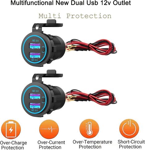 [5 عبوات] مخرج USB 12 فولت، شاحن USB مزدوج سريع 3.0 منفذ مخرج طاقة مقاوم للماء مقبس شاحن USB سريع 12 فولت مع مفتاح طاقة للسيارة وعربة الجولف والقارب البحري والحافلات البحرية والدراجات النارية البحرية in Saudi Arabia