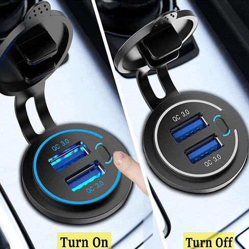 [5 عبوات] مخرج USB 12 فولت، شاحن USB مزدوج سريع 3.0 منفذ مخرج طاقة مقاوم للماء مقبس شاحن USB سريع 12 فولت مع مفتاح طاقة للسيارة وعربة الجولف والقارب البحري والحافلات البحرية والدراجات النارية البحرية in Saudi Arabia