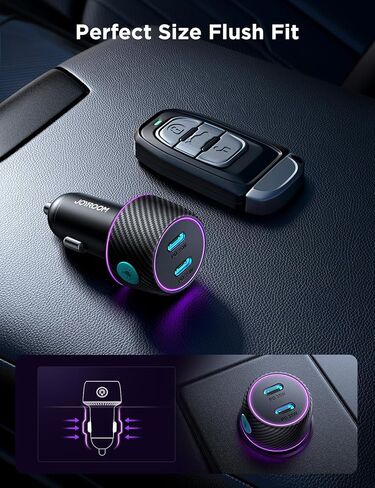 محول شاحن سيارة USB C بقدرة 70 وات، شاحن سيارة سريع بمنفذين USB C مع كابل نايلون مجدول من النوع C بطول 3.3 قدم، شاحن USB ولاعة سجائر مدمج من JOYROOM لهاتف Samsung S23 S22، Piexl، MacBook Air/Pro in Saudi Arabia