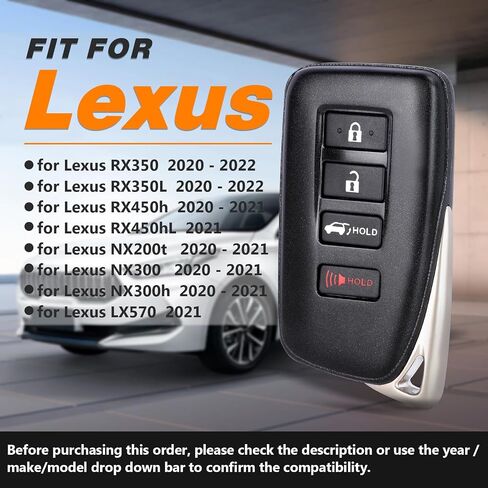 استبدال مفتاح السيارة الذكية فوب لكزس RX350 RX350L RX450h RX450hL NX200t NX300 NX300h LX570 2020-2021 HYQ14FLB 231451-3950 314.3MHz 4 أزرار in Saudi Arabia