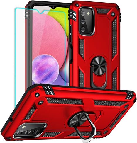 Yiakeng Samsung A03S Case, Galaxy A03S Case with HD Screen Protector, Military Grade Protective Cases with Ring for Samsung Galaxy A03S (Blue) in Saudi Arabia