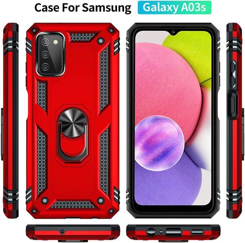 Yiakeng Samsung A03S Case, Galaxy A03S Case with HD Screen Protector, Military Grade Protective Cases with Ring for Samsung Galaxy A03S (Blue) in Saudi Arabia