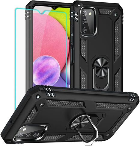 Yiakeng Samsung A03S Case, Galaxy A03S Case with HD Screen Protector, Military Grade Protective Cases with Ring for Samsung Galaxy A03S (Blue) in Saudi Arabia
