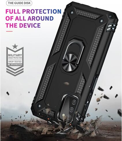 Yiakeng Samsung A03S Case, Galaxy A03S Case with HD Screen Protector, Military Grade Protective Cases with Ring for Samsung Galaxy A03S (Blue) in Saudi Arabia