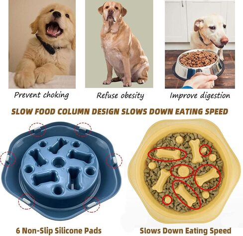 Slow Feeder Dog Bowl,Anti Gulping Healthy Eating Interactive Bloat Stop Fun Alternative Dog Slow Food Feeding Pet Bowl, in Saudi Arabia
