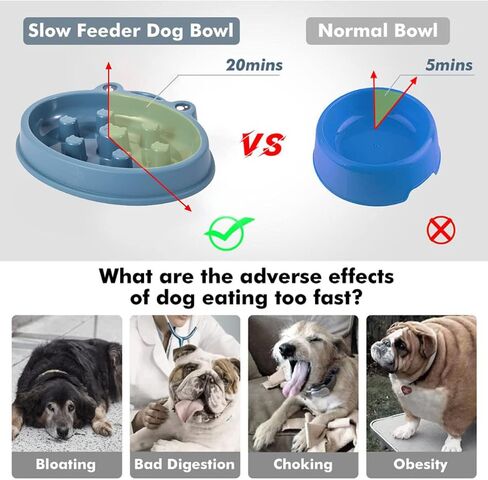Slow Feeder Dog Bowl,Anti Gulping Healthy Eating Interactive Bloat Stop Fun Alternative Dog Slow Food Feeding Pet Bowl, in Saudi Arabia
