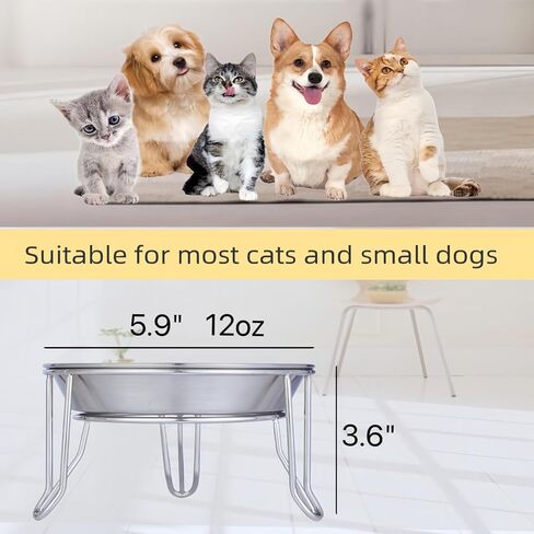 2 Sets of 7" Wide Stainless Steel Elevated Cat Bowls for Cats, Puppies and Small Dogs, Food and Water Bowls, Elevated Indoor Cat Bowl to Prevent Whisker Fatigue and Food Backflow… in Saudi Arabia