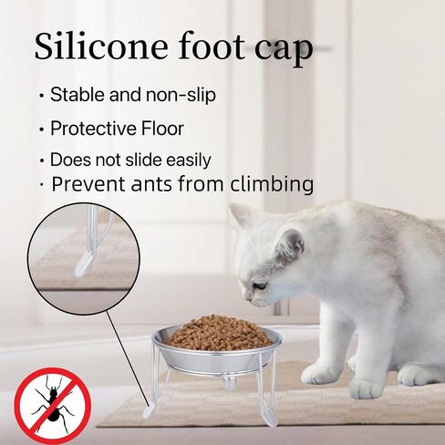 2 Sets of 7" Wide Stainless Steel Elevated Cat Bowls for Cats, Puppies and Small Dogs, Food and Water Bowls, Elevated Indoor Cat Bowl to Prevent Whisker Fatigue and Food Backflow… in Saudi Arabia
