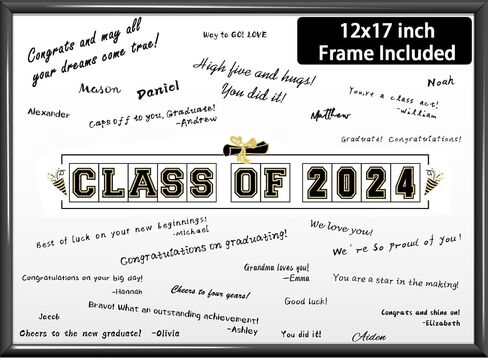 OBUSATT 2024 Graduation Decorations Class of 2024 Signature Board Frame Red Grad Guest Book Alternatives Graduation Keepsake for Party Supplies Graduation Gift Signing Card 12 x 17in Sign Poster in Saudi Arabia