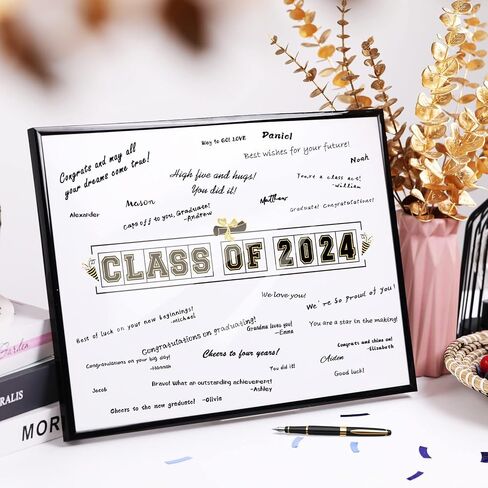 OBUSATT 2024 Graduation Decorations Class of 2024 Signature Board Frame Red Grad Guest Book Alternatives Graduation Keepsake for Party Supplies Graduation Gift Signing Card 12 x 17in Sign Poster in Saudi Arabia